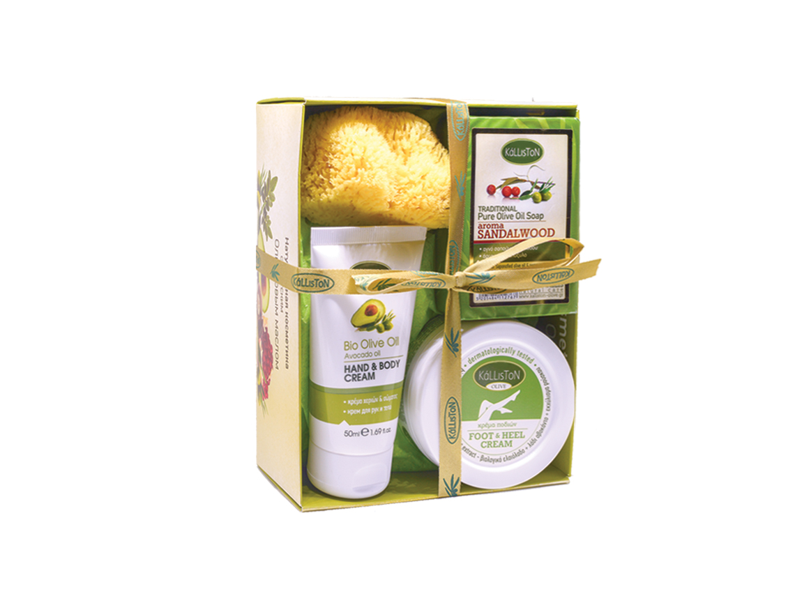 Ηand & Body Cream 50ml + Foot & Heel Cream 75ml + Sponge + Traditional Olive Oil Soap 100gr
